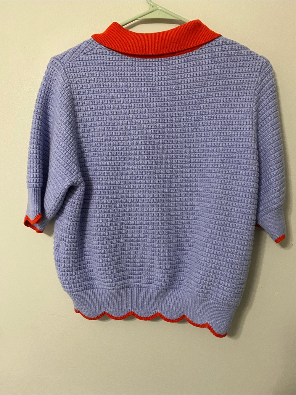 THML Light Blue Knit Polo Top with Red Trim Woman Medium - Picture 3 of 8